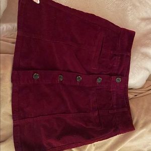 american eagle dark red corduroy skirt